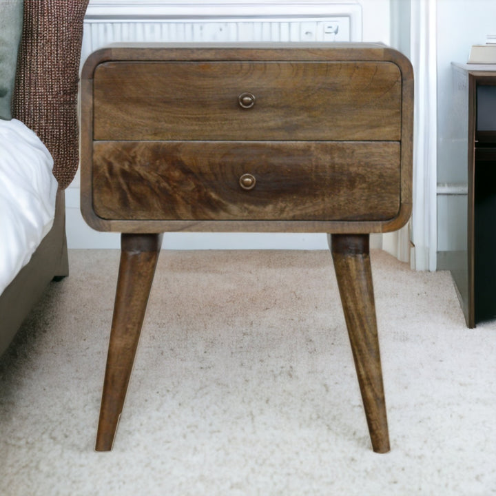 Curved Classic Grey Washed Nightstand Photo 12