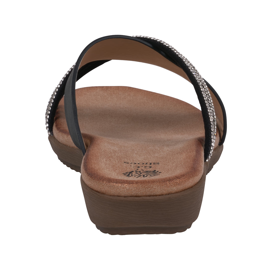 Women's Iris Black Embellished Asymmetrical Flat Sandals