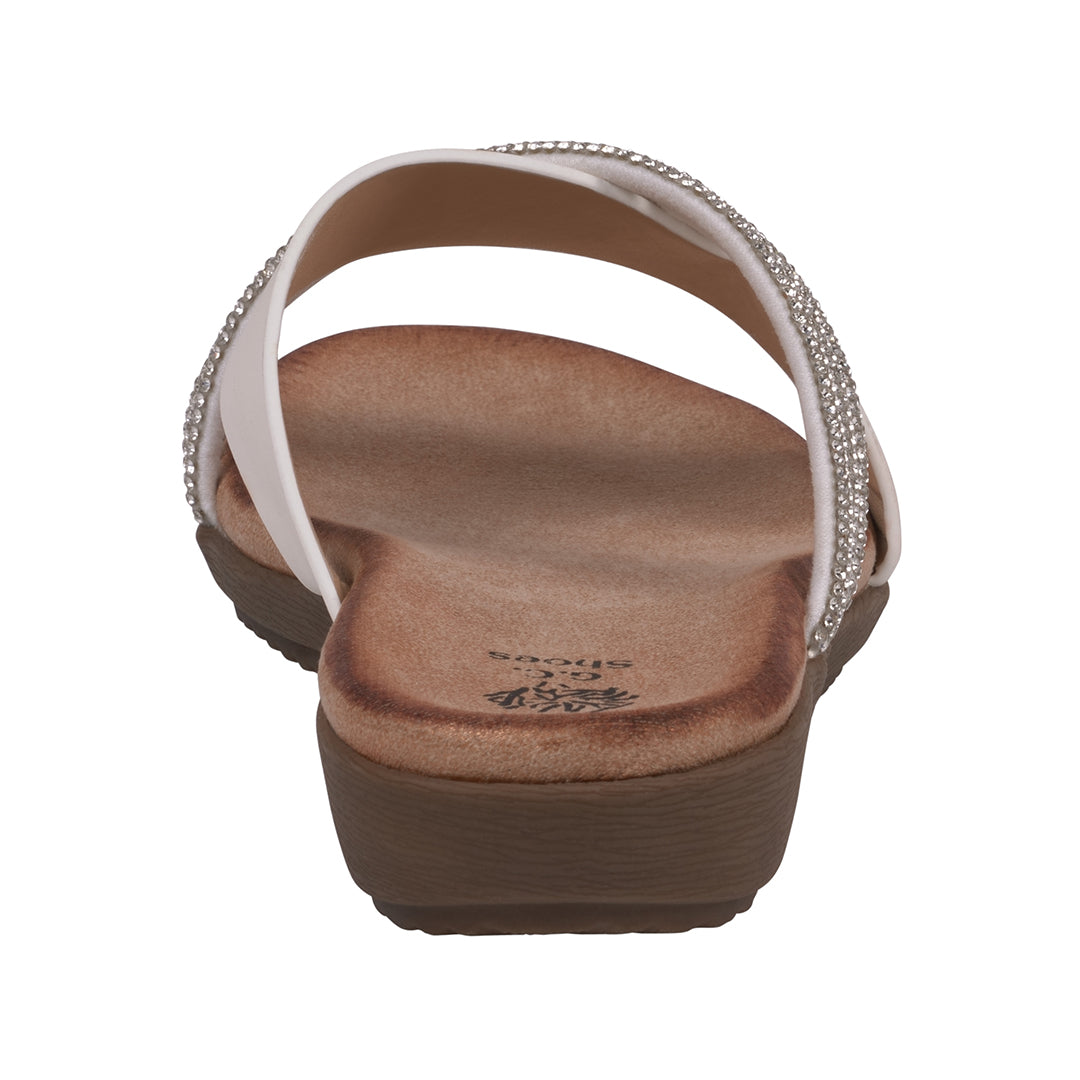 Women's Iris White Embellished Asymmetrical Flat Sandals