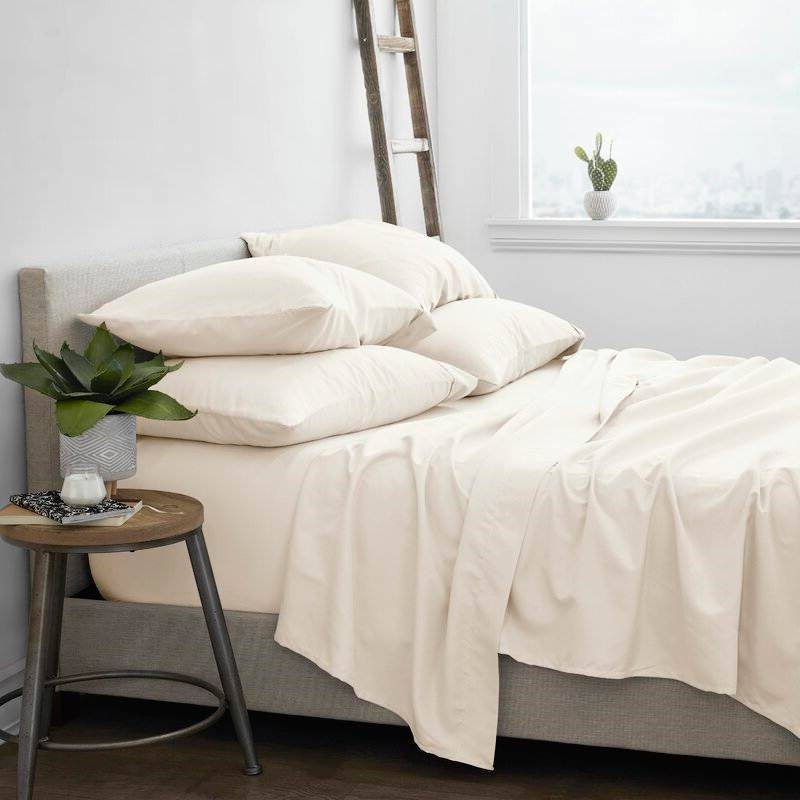 Full Size Ivory Beige 6-Piece Wrinkle Resistant Microfiber/Polyester Sheet Set