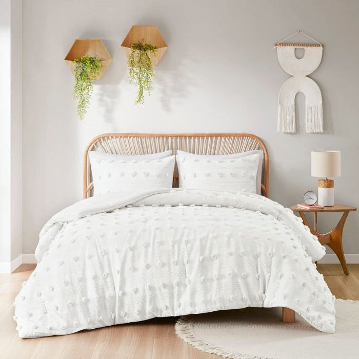 Twin/Twin XL 2-Piece Ivory Pompom Microfiber Comforter Set