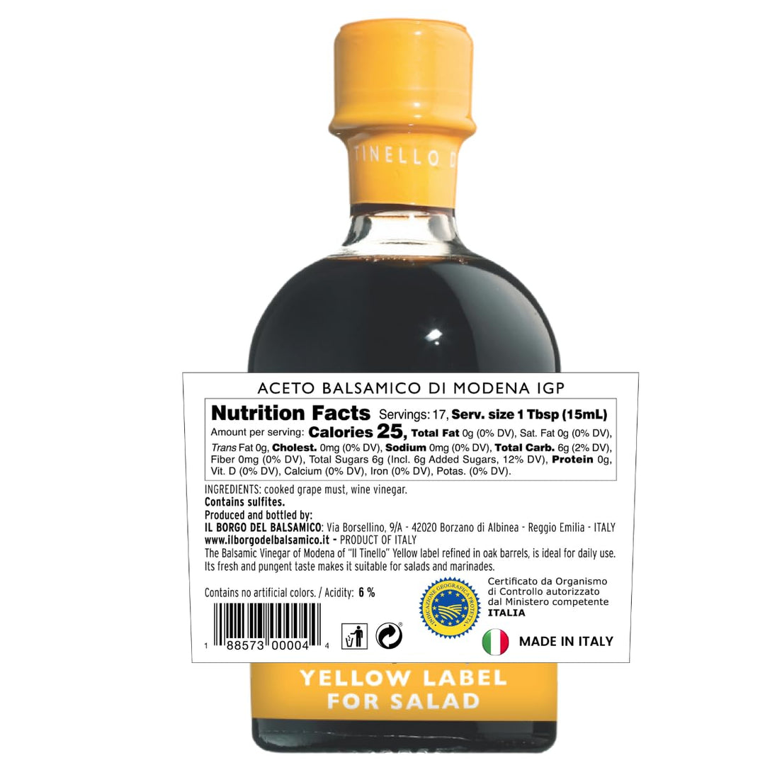 IL TINELLO, Aceto Balsamico di Modena IGP, Yellow Label, (8.5 fluid oz) 250ml