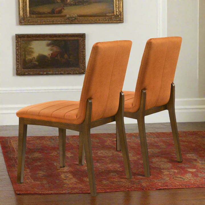 Ines Burnt Orange Velvet Dining Chair (Set Of 2) Facing Window