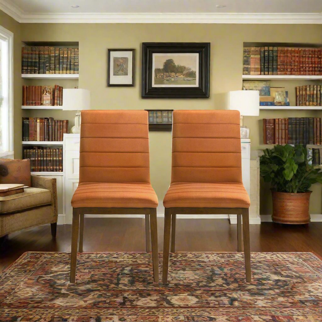 Ines Burnt Orange Velvet Dining Chair (Set Of 2) Front Pair