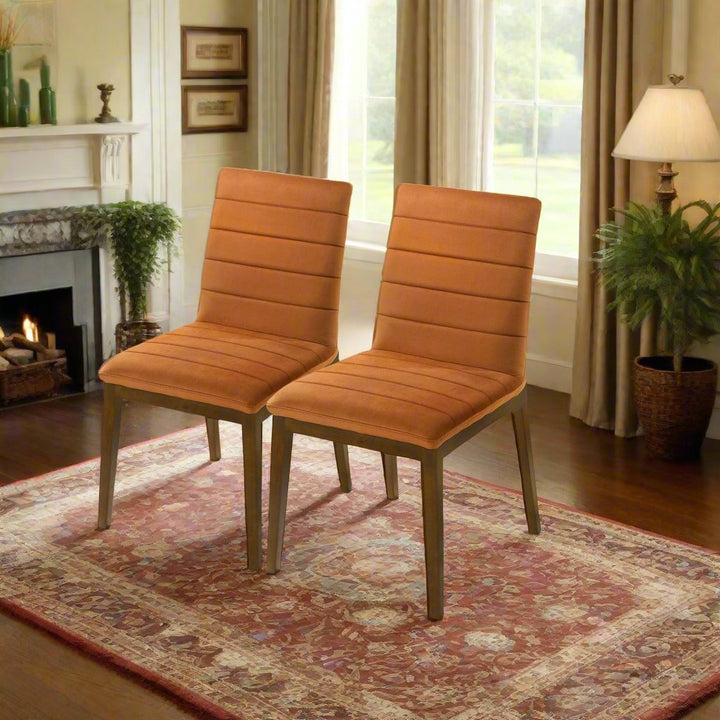 Ines Burnt Orange Velvet Dining Chair (Set Of 2) Left Angle