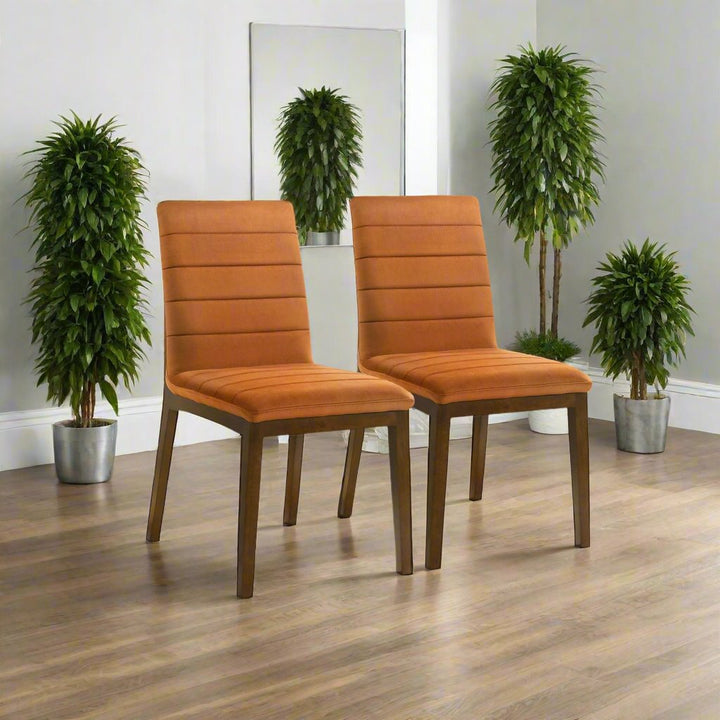 Ines Burnt Orange Velvet Dining Chair (Set Of 2) Right Angle View