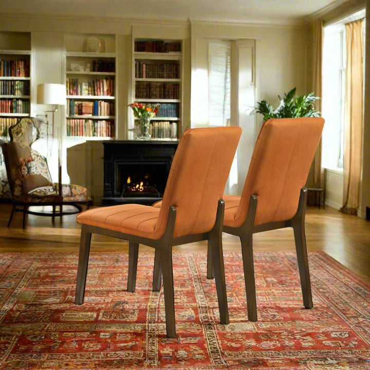 Ines Burnt Orange Velvet Dining Chair (Set Of 2) Back