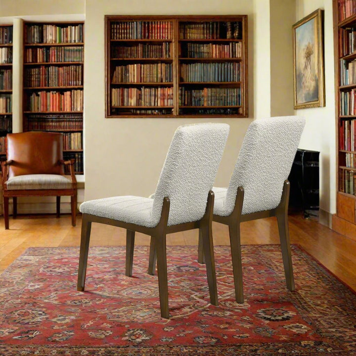 Ines White Boucle Dining Chair (Set Of 2) Back View