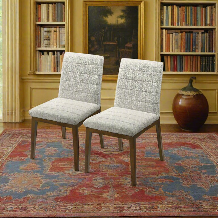 Ines White Boucle Dining Chair (Set Of 2) Front Left Angle