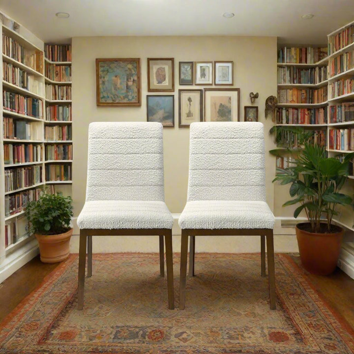 Ines White Boucle Dining Chair (Set Of 2) Front Pair