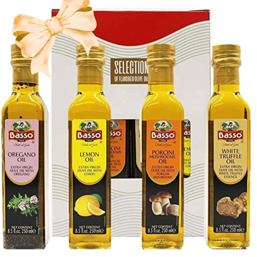 Basso 1904 Infused Extra Virgin Olive Oil Gift Set – 4 x 8.5 Fluid oz. (250 ml)