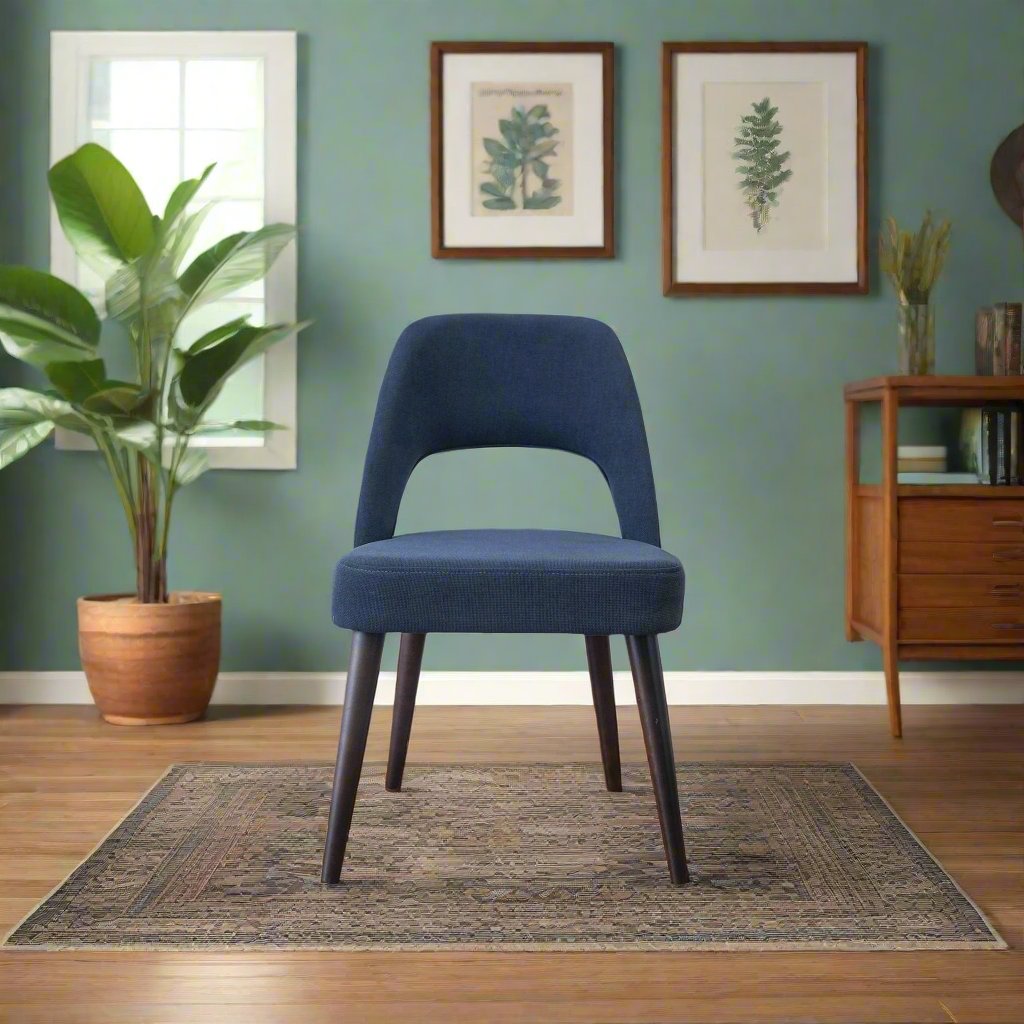 Juliana Mid Century Modern Blue Fabric Dining Chair (Set Of 2) Front