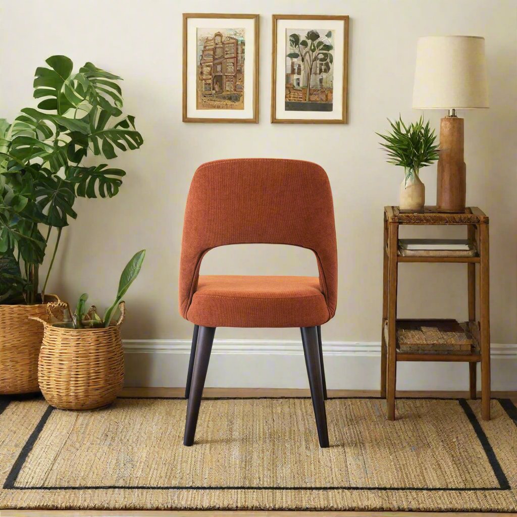 Juliana Mid Century Modern Burnt Orange Fabric Dining Chair (Set Of 2) Back