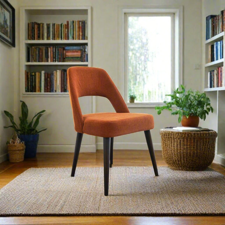 Juliana Mid Century Modern Burnt Orange Fabric Dining Chair (Set Of 2) Right Angle