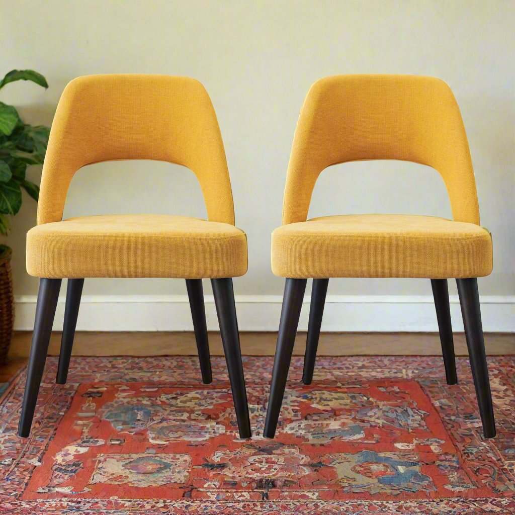 Juliana Mid Century Modern Yellow Fabric Dining Chair (Set Of 2) Front Pair