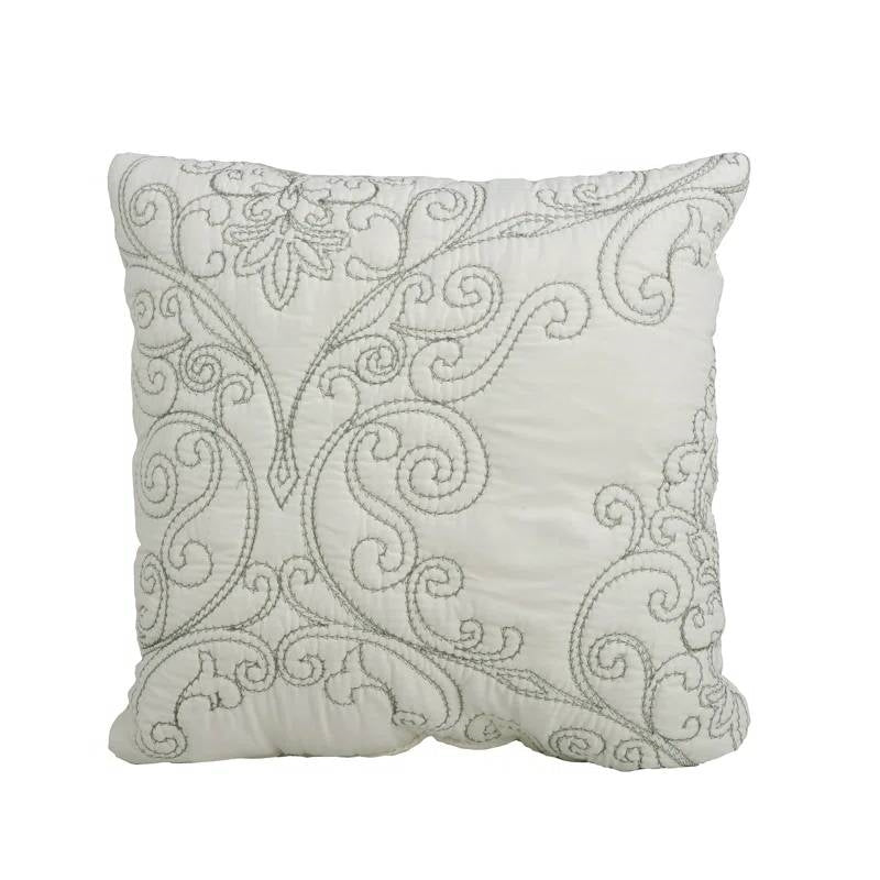 King Size Antique White Damask Embroidered 4 Piece Oversized Bedspread Set