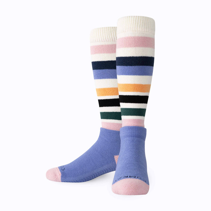 CozyGrip Compression Slipper Socks - Denim/Pink