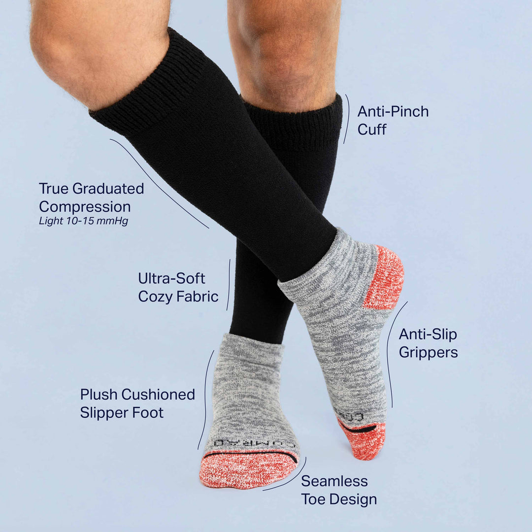 Cozy Grip Compression Slipper Socks - Black