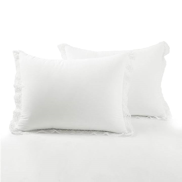 King Size White 5-Piece Lightweight Polyester Comforter Set with Lace Trim