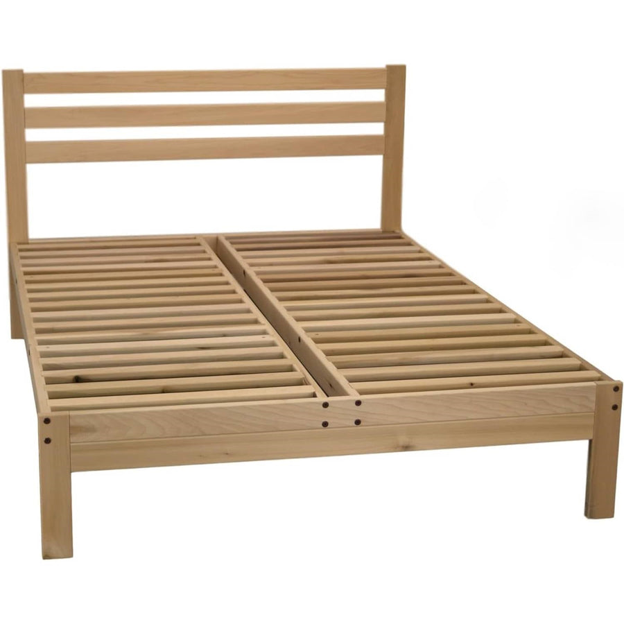 King Size Solid Wood Platform Bed Frame with Slatted Headboard - Made in USA
