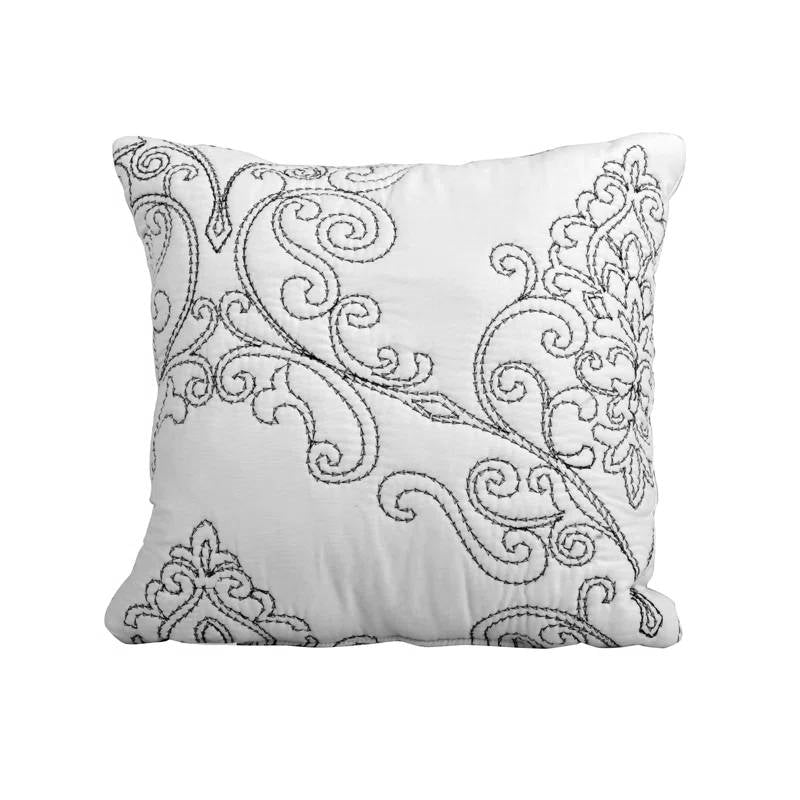 King Size White Damask Embroidered 4 Piece Oversized Bedspread Set