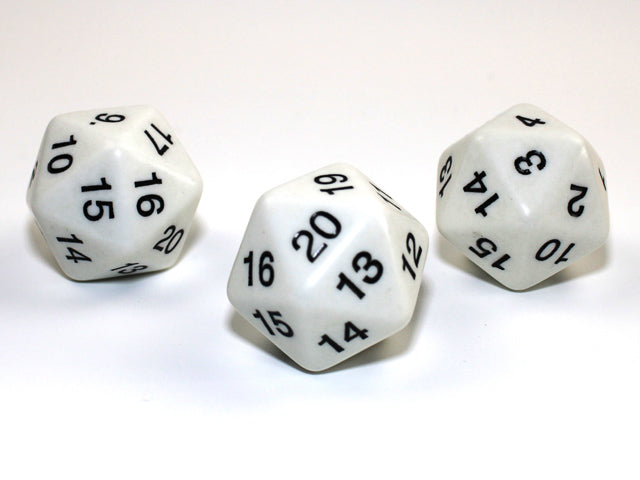 Countdown 30mm d20 White/black Spindown d20 Large (sold per die)
