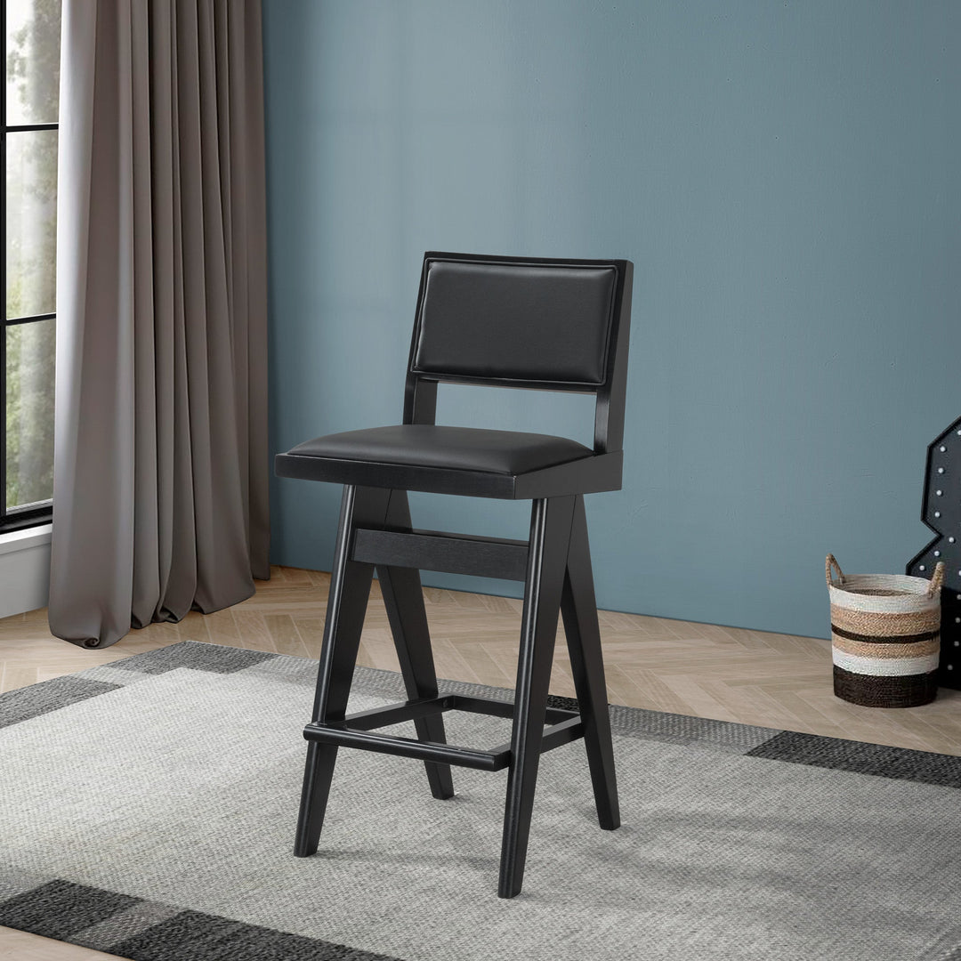 Keira Black PU Bar Stool (Set of 2) Solo Chair