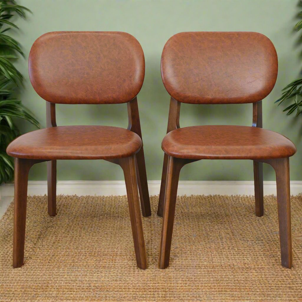 Kelsey Brown Leather Dining Chair (Set Of 2) Front