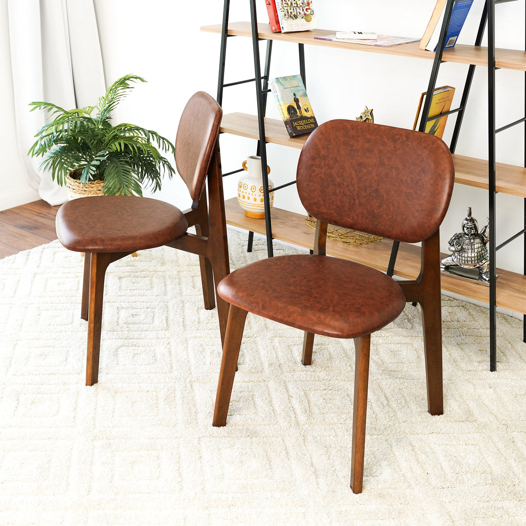 Kelsey Brown Leather Dining Chair (Set Of 2) Pair