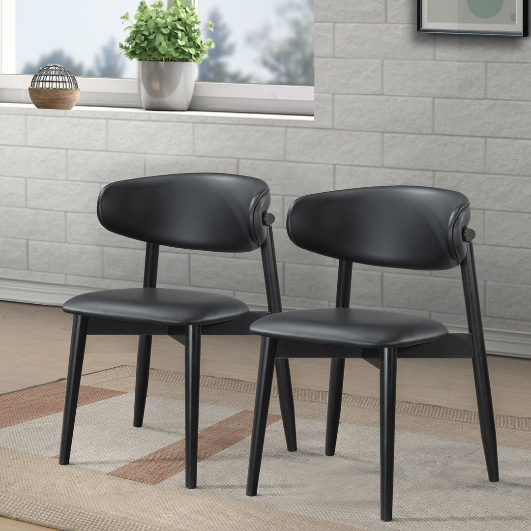 Korbin Black Vegan Leather Dining Chair (Set Of 2) Left Angle Set