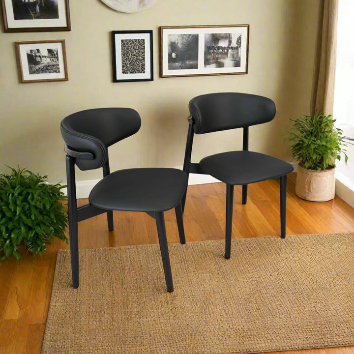 Korbin Black Vegan Leather Dining Chair (Set Of 2) Right Angle