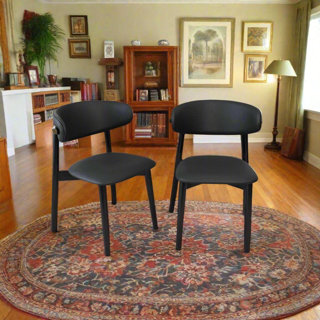 Korbin Black Vegan Leather Dining Chair (Set Of 2) Left Angle View Pair