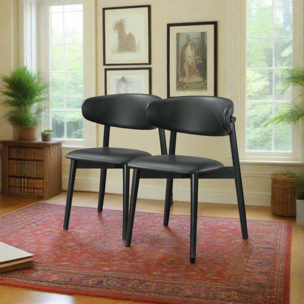 Korbin Black Vegan Leather Dining Chair (Set Of 2) Left Angled View