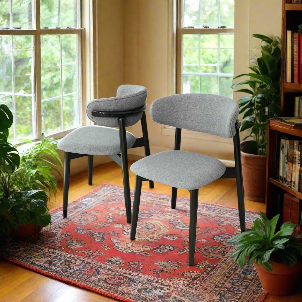 Korbin Grey Fabric Dining Chair (Set of 2) Facing Different Directions