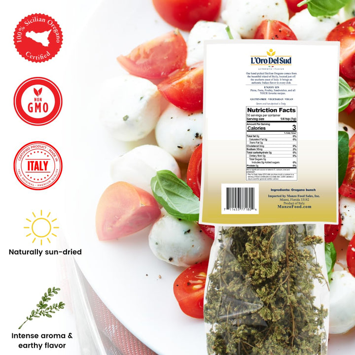 L'Oro Del Sud, Oregano, Dried Sicilian Oregano on the Stem, 1.4 oz. (40 g)