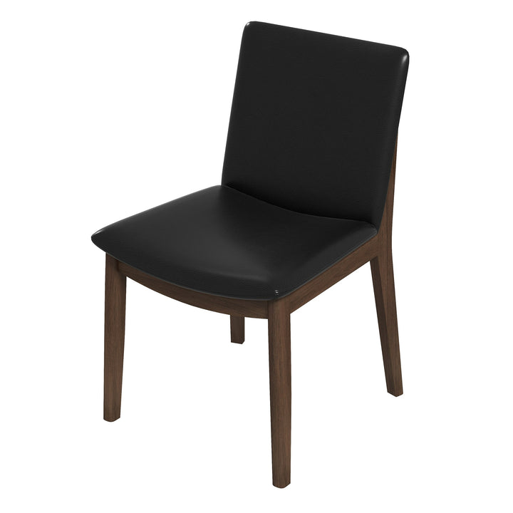 Laura Black PU Solid Wood Dining Chair (Set Of 2) Left Angle