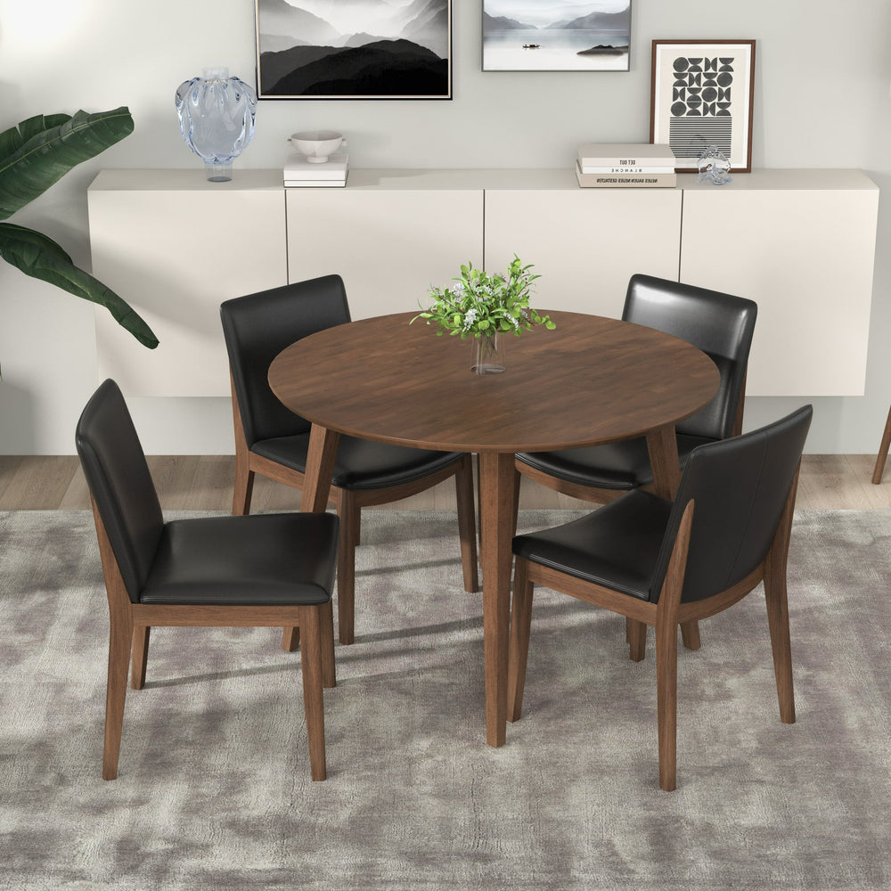 Laura Black PU Solid Wood Dining Chair (Set Of 2) Set