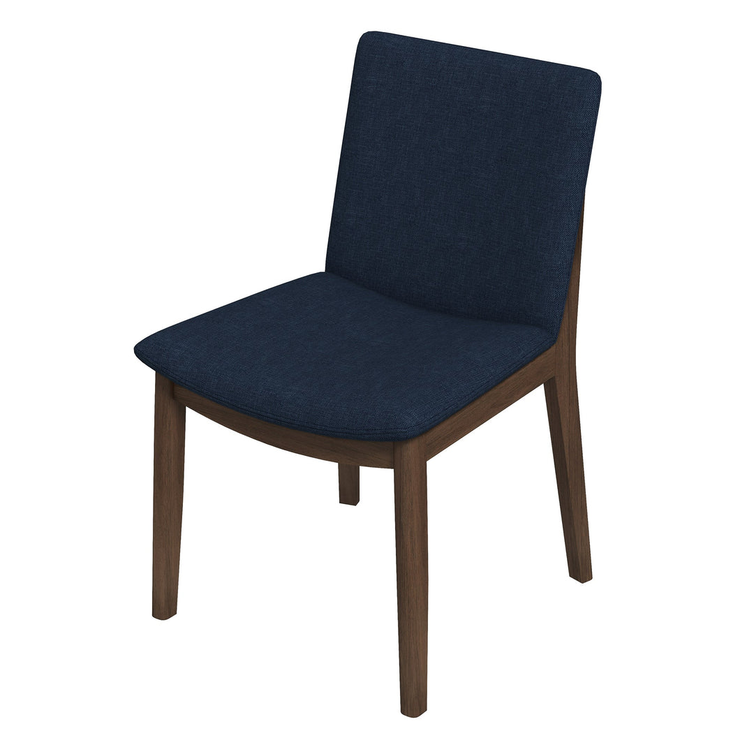 Laura Blue Linen Solid Wood Dining Chair (Set Of 2) Left Angle