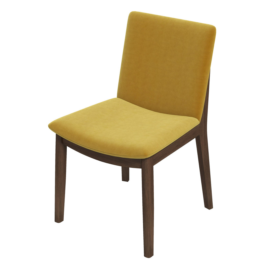 Laura Gold Velvet Solid Wood Dining Chair (Set Of 2) Left Angle View