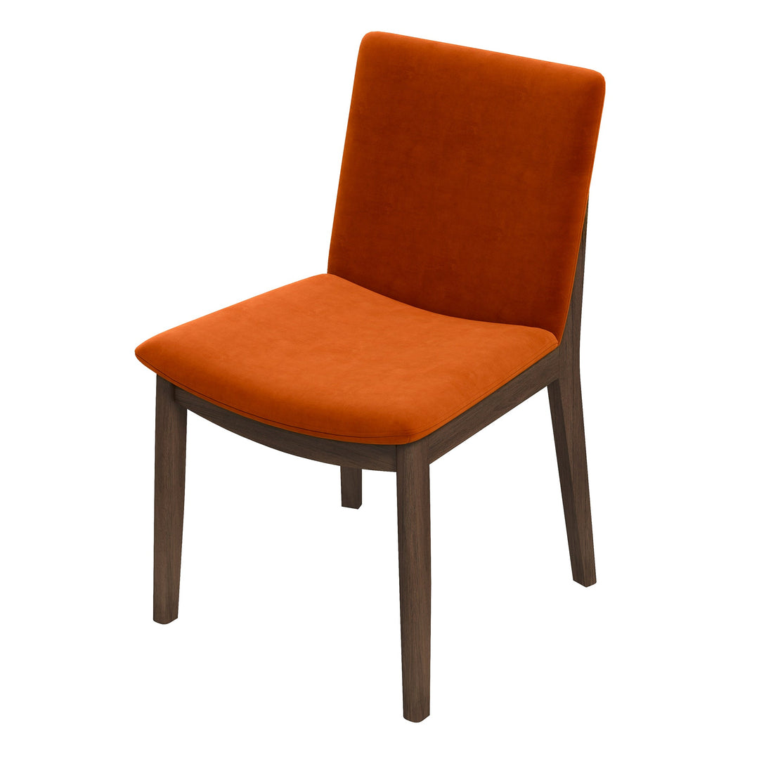 Laura  Burnt Orange Velvet Solid Wood Dining Chair (Set Of 2) Left Angle View