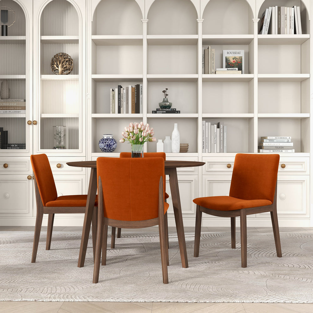 Laura  Burnt Orange Velvet Solid Wood Dining Chair (Set Of 2) With Background