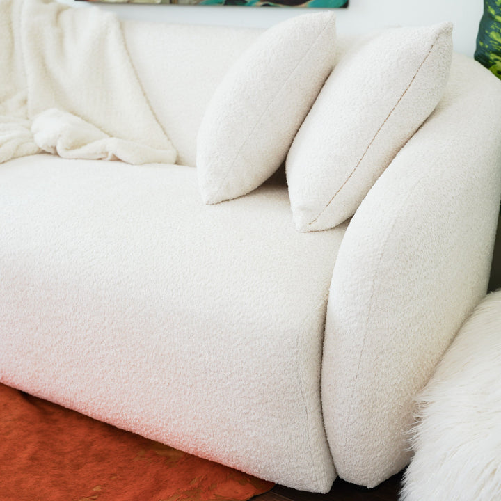 Linden Ivory Boucle Sofa Zoomed In