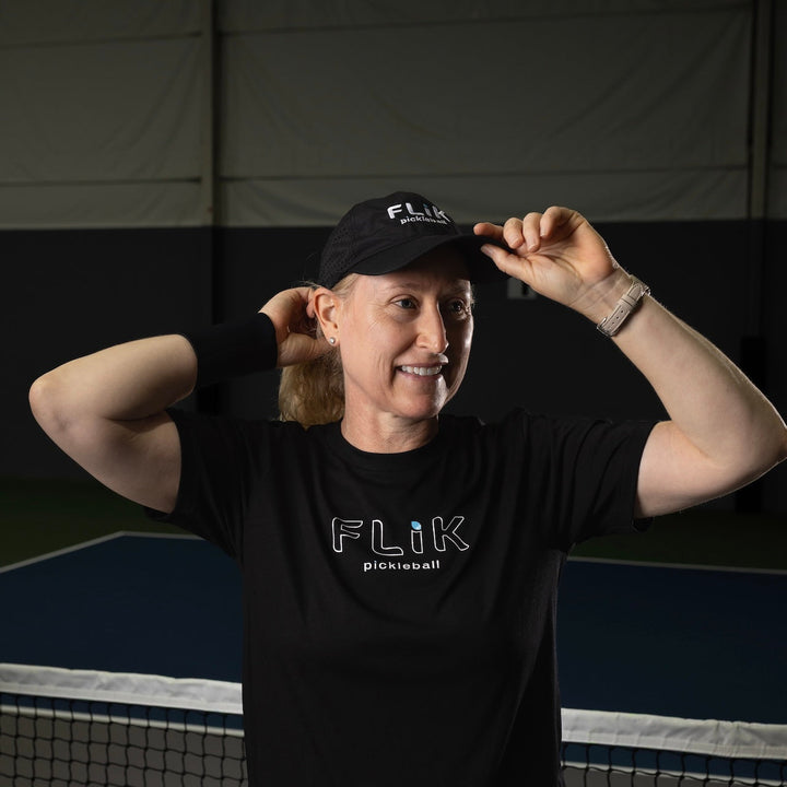 FLiK Pickleball Hat with Woman.