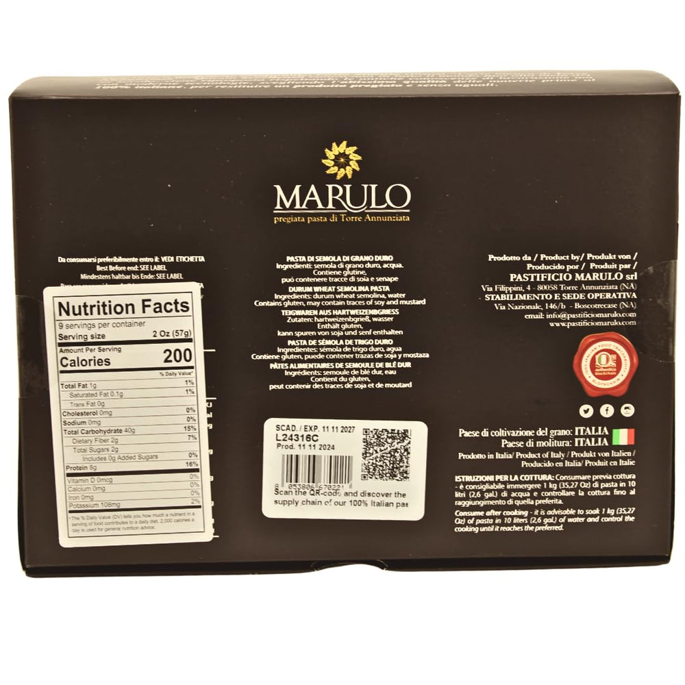 Marulo Paccheri Homemade Artisan Pasta – Authentic Italian Bronze Cut, 500 g (1.1 lbs.) Luxury Box