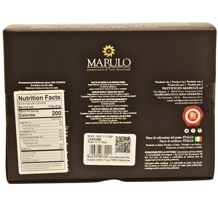 Marulo Paccheri Homemade Artisan Pasta – Authentic Italian Bronze Cut, 500 g (1.1 lbs.) Luxury Box