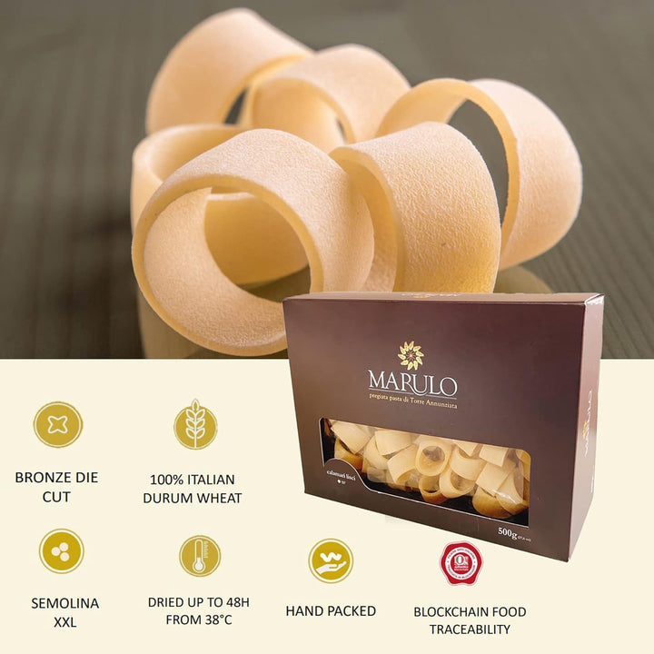 Marulo, Calamarata Pasta, Artisan Bronze Die-Cut Pasta, 12 Pack x 1.1 lbs.