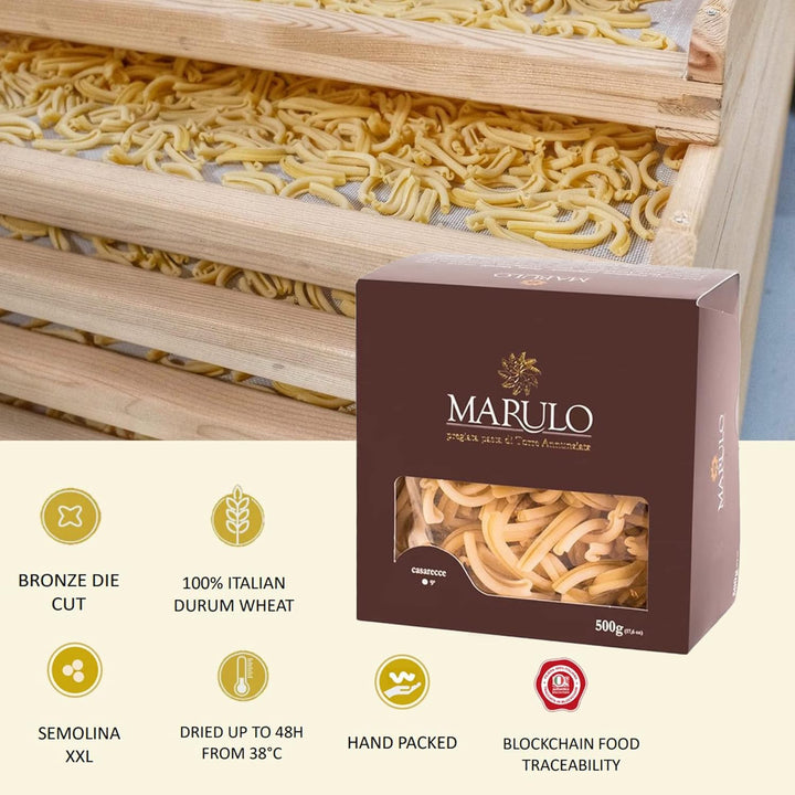 Marulo, Casarecce Pasta, Artisan Bronze Die-Cut Pasta, Pack of 12 x 1.1 lbs.