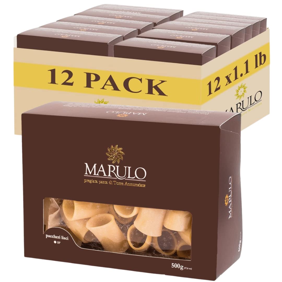 Marulo Paccheri Pasta, Artisan Bronze Die-Cut Pasta, Pack of 12 x 1.1 lbs.