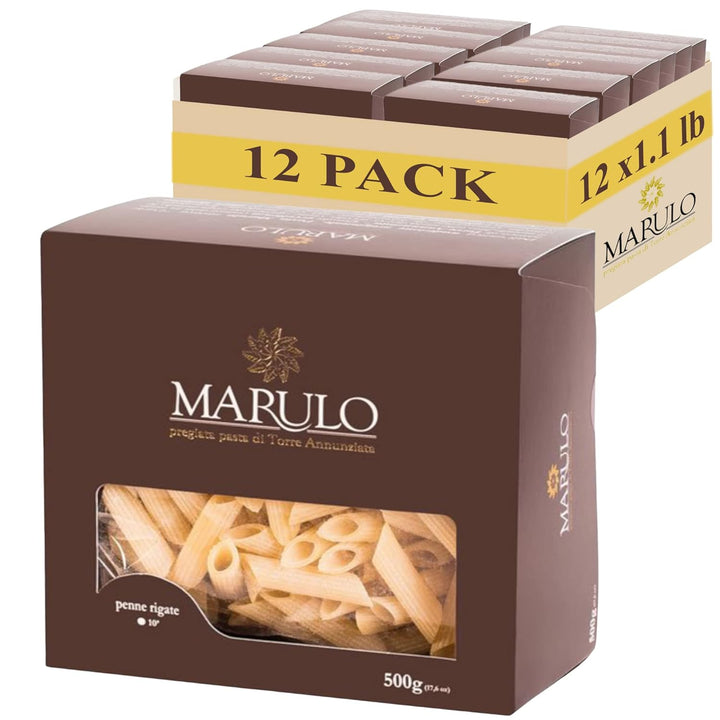 Marulo, Penne Pasta, Artisan Bronze Die-Cut Pasta, 12 Pack x 1.1 lbs.