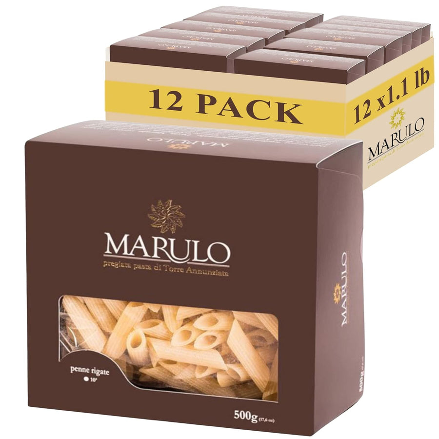Marulo, Penne Pasta, Artisan Bronze Die-Cut Pasta, 12 Pack x 1.1 lbs.